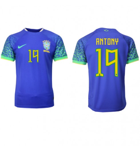 Brazílie Antony #19 Venkovní Dres MS 2022 Krátký Rukáv